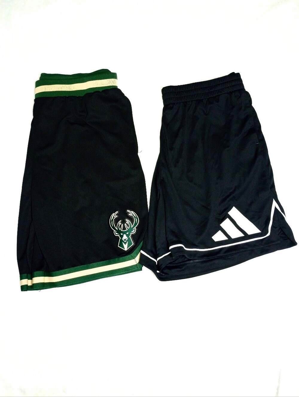 Adidas Black White Trim Logo Athletic Shorts Milwaukee Bucks NBA Athleisure Lot